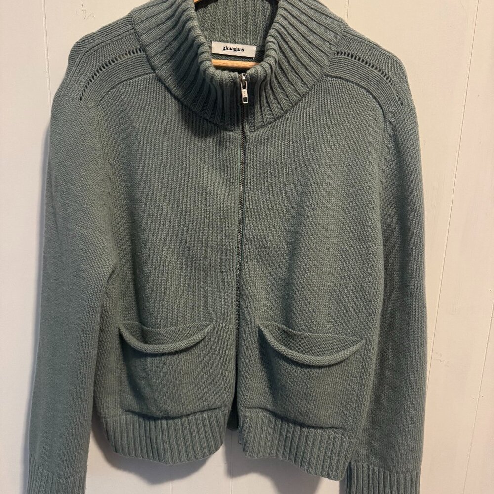 Gimaguas Runner Jumper/Cardigan Sweater Size Medium, Teal/Light Blue